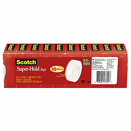 3 Rolls Scotch Super-Hold Tape 1 in Core 1 Pack 3/4 in x 800 in 