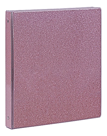 Office Depot® Brand Fashion 3-Ring Binder, 1" Round Rings, Light Pink Glitter