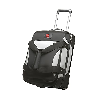 Denco Sports Luggage Nylon Rolling Drop-Bottom Travel Duffel, NC State Wolfpack, 22"H x 14"W x 13 1/2"D, Black
