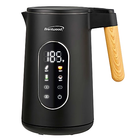 Brentwood® KT-2014DBK 1,100-Watt 1.7 L Cordless Cool-Touch Digital Electric Kettle with Stainless Steel Interior, Black