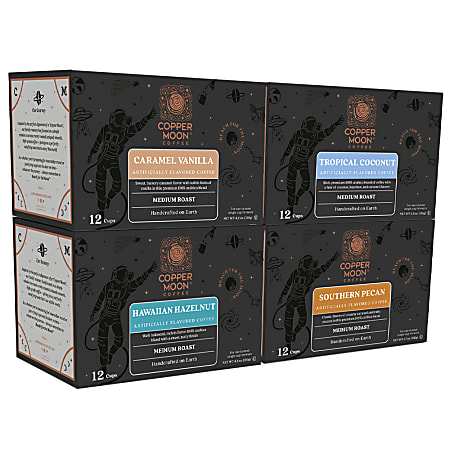 Copper Moon Single-Serve Coffee K-Cups, Flavor Variety Pack, 12 K-Cups Per Pack, Case Of 4 Packs