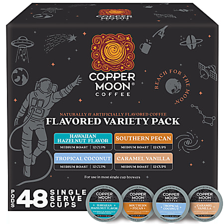 Copper Moon Single-Serve Coffee Pods for Keurig K-Cup Brewers, 4 Flavor Variety Pack, 12 Pods per Flavor, 48 Count