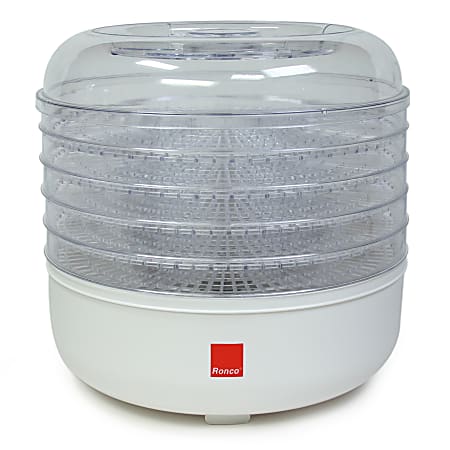 Ronco 5-Tray Electric Food Dehydrator, 12-15/16”H x 10-11/16”W x 12-3/4”D, White