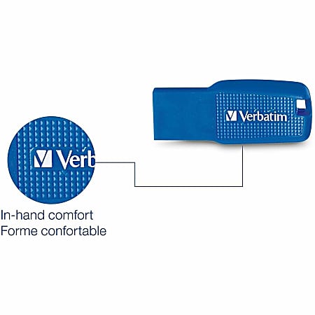 Verbatim 32GB Ergo USB 3.0 Flash Drive - Blue - The Verbatim Ergo USB drive features an ergonomic design for in-hand comfort and COB design for enhanced reliability. Verbatim 32GB Ergo USB 3.0 Flash Drive - Blue - The Verbatim Ergo USB drive features an ergonomic design for in-hand comfort and COB design for enhanced reliability.