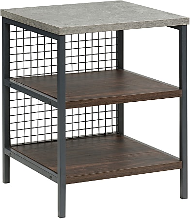 Sauder® Market Commons Side Table, 23"H x 19"W x 18"D, Rich Walnut/Slate Gray
