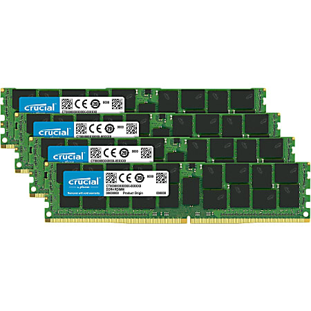 Crucial 64GB (4 x 16 GB) DDR4 SDRAM Memory Module - For Server - 64 GB (4 x 16 GB) - DDR4-2133/PC4-17000 DDR4 SDRAM - CL15 - 1.20 V - ECC - Registered - 288-pin - DIMM