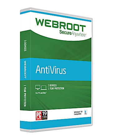 Webroot® SecureAnywhere™ Antivirus, For PC/Mac®, Disc