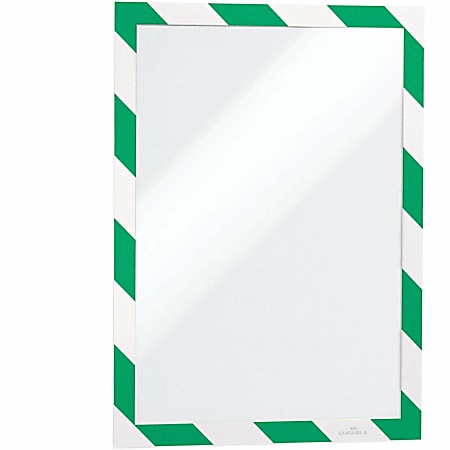 DURABLE® DURAFRAME® SECURITY Self-Adhesive Magnetic Letter Sign Holder - Holds Letter-Size 8-1/2" x 11" , Green/White, 2 Pack