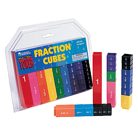 Learning Resources® Fraction Tower® Fraction Cubes, 1" x 5", Grades 1 - 9, Pack Of 51