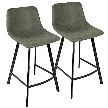 LumiSource Outlaw Counter Stools, Black/Green, Set Of 2 Stools