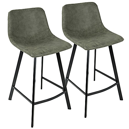 LumiSource Outlaw Counter Stools, Black/Green, Set Of 2