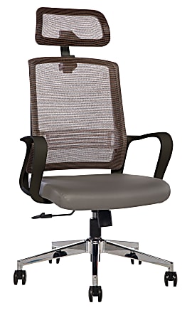 Sinfonia Song Ergonomic Mesh/Fabric High-Back Task Chair With Antimicrobial Protection, Loop Arms, Headrest, Copper/Gray/Black
