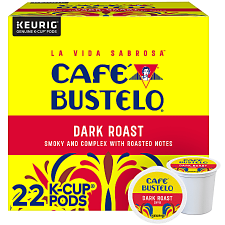 Café Bustelo Dark Roast K-Cup Pods, Carton Of 22 Pods