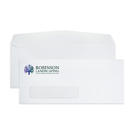 Gummed Seal, Single Window Business Envelopes,  4-1/8" x 9-1/2", Full-Color, Custom #10, Box Of 250