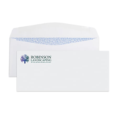 Gummed Seal, Security Business Envelopes,  4-1/8" x 9-1/2", Full-Color, Custom #10, Box Of 250