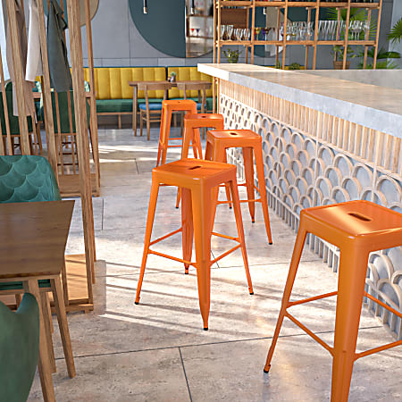 Flash Furniture Commercial Backless Bar Stool, Orange