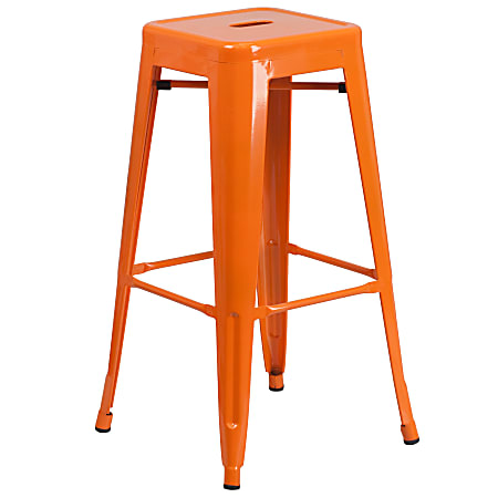Flash Furniture Commercial Backless Bar Stool Orange Office Depot