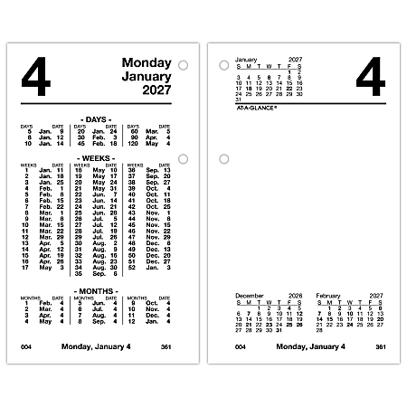 AT-A-GLANCE® 2027 Financial Daily Desk Calendar Refill, Standard, 3 1/2" x 6"