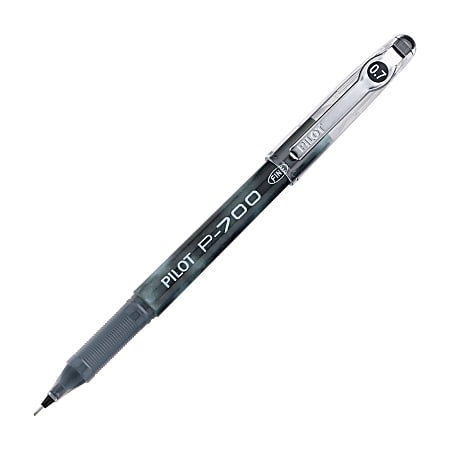 Pilot® P-700 Gel Ink Rollerball Pens, Fine Point, 0.7 mm, Black Barrel, Black Ink, Pack Of 5