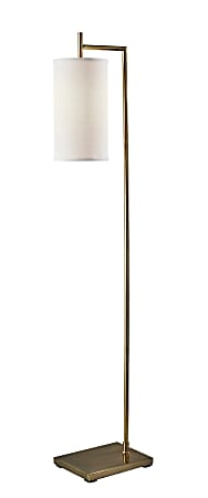 Adesso Simplee Zion Floor Lamp, 65”H, White Textured Fabric Shade/Antique Brass Base
