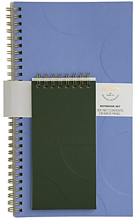 Noted By Post-it® Notebook Set, 1 Subject, 75 Sheets Per Notebook, Forest Green/Periwinkle, Set Of 2 Notebooks