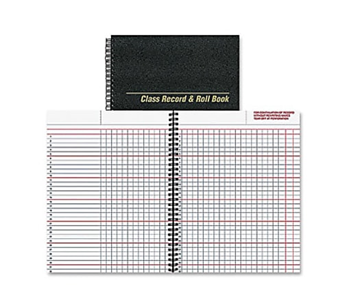 Rediform Class Record & Roll Book - 40 Sheet(s) - Wire Bound - 8.50" x 11" Sheet Size - Brown - White Sheet(s) - Black Cover - Recycled - 1 Each