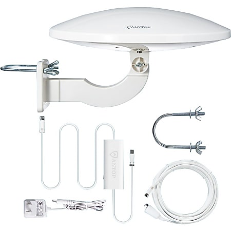Antop AT-414B 4K HDTV Antenna - UFO 360 Omni-Directional, Smartpass Amplified, 65 mile Waterproof, Outdoor, TV Antenna in White