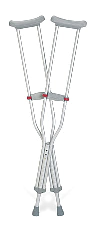 Medline Red-Dot Aluminum Crutches, Adult, Gray, Case Of 8 Pairs