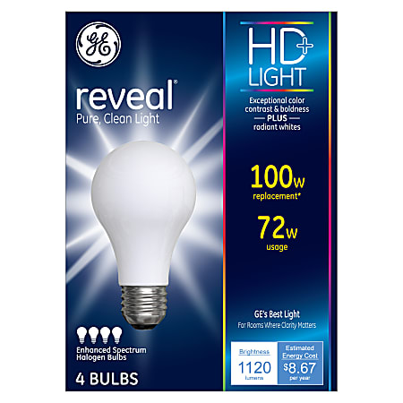 GE Lighting Halogen Light Bulbs, A19, 72 Watts,