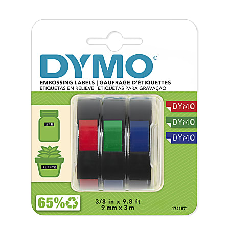 DYMO 5201 09 Embossed Vinyl Labeling Tape 0.38 x 9.8 Glossy Black - Office  Depot