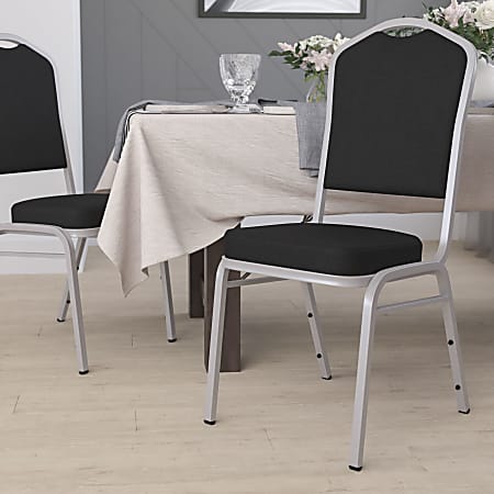 Flash Furniture HERCULES Series Crown Back Stacking Banquet Chair, Black/Silver