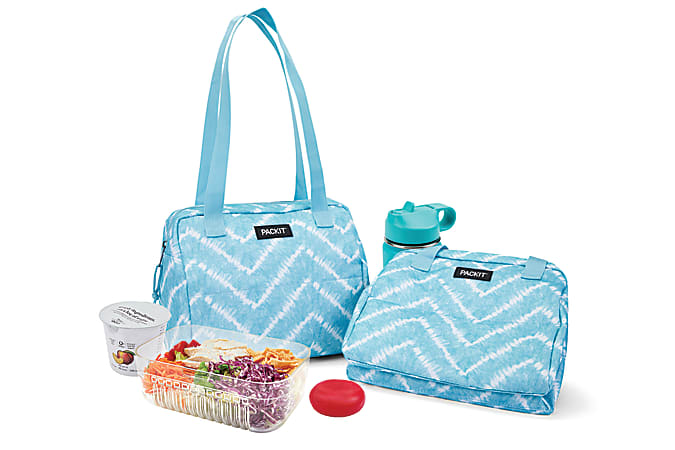 PackIt Freezable Hampton Lunch Bag Aqua Tie Dye - Office Depot