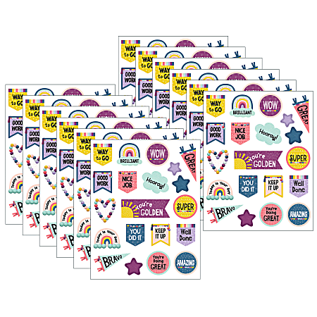 Teacher Created Resources® Stickers, Oh Happy Day, 120 Stickers Per Pack, Set Of 12 Packs