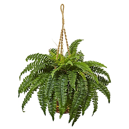 Nearly Natural 33"H Polyester Boston Fern With Hanging
