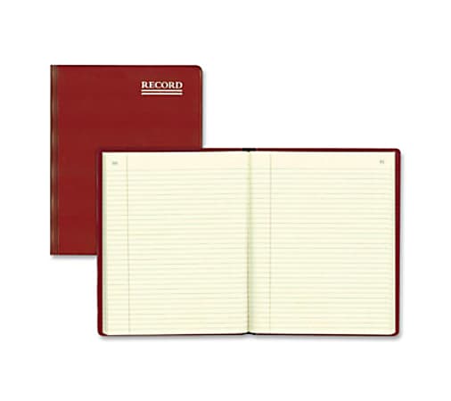 Rediform Red Vinyl Account Book - 300 Sheet(s) - Thread Sewn - 10.37" x 8.37" Sheet Size - Green Sheet(s) - Brown, Green Print Color - Red Cover - Recycled - 1 Each