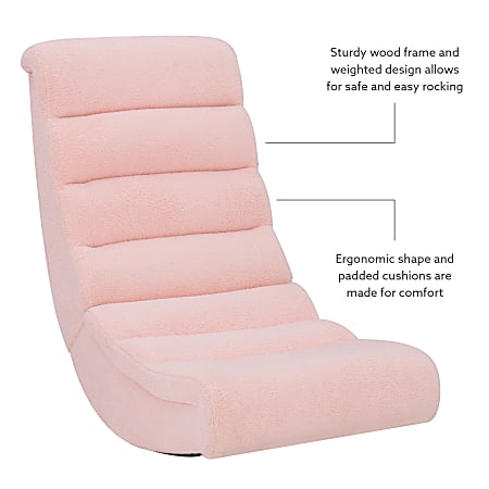 Linon Chatham Sherpa Rocking Game Chair Pink Office Depot