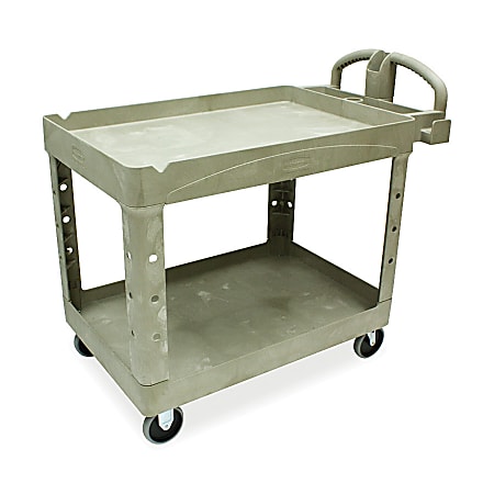 Rubbermaid Two-Tiered Full-Service Cart, 33 1/4"H x 45 1/4"W x 25 3/4"D, Beige
