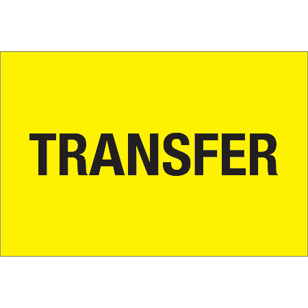 Tape Logic® Preprinted Special Handling Labels, DL1139, Transfer, Rectangle, 2" x 3", Fluorescent Yellow, Roll Of 500