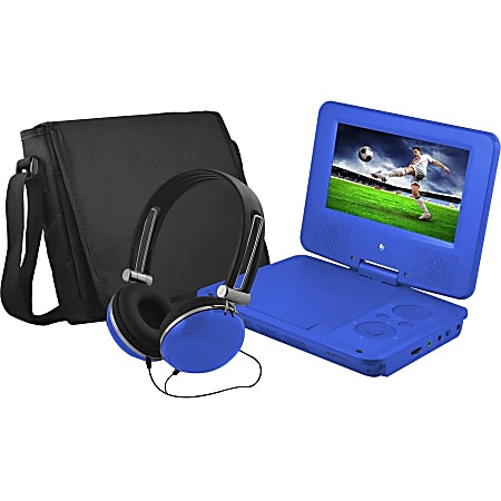 Ematic EPD707 Portable DVD Player - 7" Display - 480 x 234 - Blue - DVD-R, CD-R - JPEG - DVD Video, Video CD, MPEG-4 - CD-DA, MP3 - 1 x Headphone Port(s) - Lithium Polymer (Li-Polymer) - 2 Hour