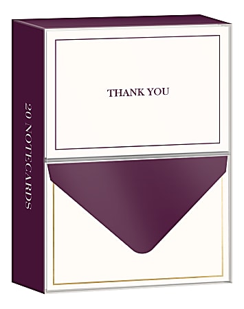 Lady Jayne Professional Thank You Cards With Envelopes, 3-1/2" x 5", Purple, Pack Of 20 Cards