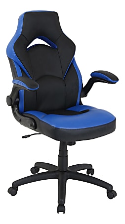 Lorell® Bucket High-Back Gaming Chair, Black/Blue