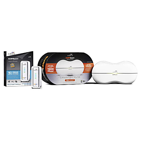 ARRIS SURFboard SB6183 Cable Modem And SURFboard SBR-AC1900P Wireless-AC Dual-Band Router Set, 20002