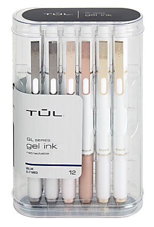  TUL Gel Pens, Retractable, Fine Point, 0.5 mm, Gray Barrel,  Blue Ink, Pack Of 12 : Office Products