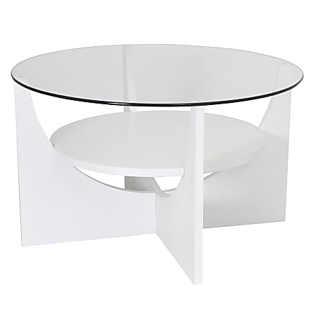 Lumisource Coffee Table, Round, Clear/White