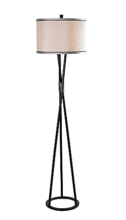 Kenroy Home Mariah Floor Lamp, 60"H, Silver Shade/Black Base