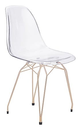 Zuo Modern Shadow Dining Chairs, Clear/Gold, Set Of 2 Chairs 