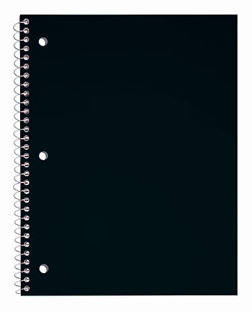 Just Basics® Poly Spiral Notebook, 8 1/2" x 10 1/2", Wide Ruled, 140 Pages (70 Sheets), Black