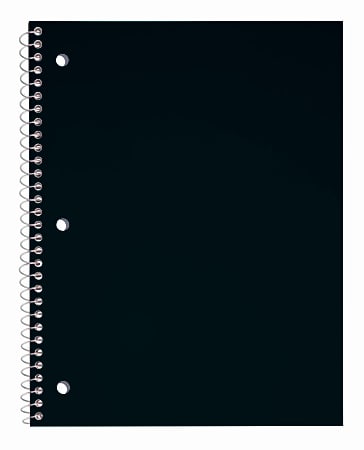 Just Basics® Poly Spiral Notebook, 8" x 10-1/2", 1 Subject, Wide Ruled, 70 Sheets, Black