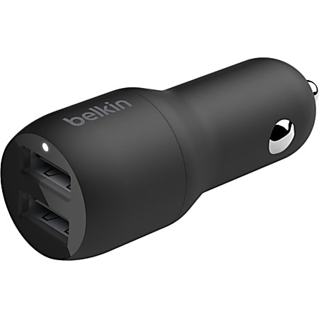 Belkin 24-Watt, Dual USB Car Charger, USB-A, Black