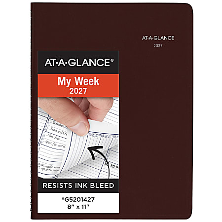 AT-A-GLANCE® DayMinder® 2027 Weekly Appointment Book Planner, Burgundy, Large, 8" x 11"